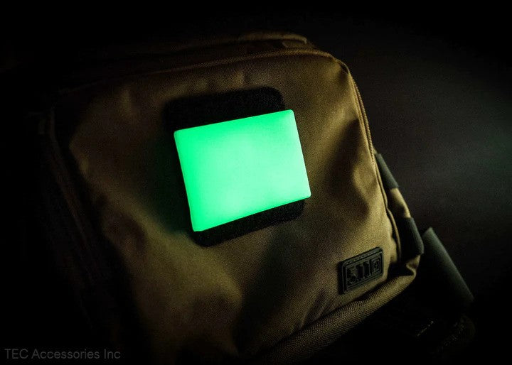 The blank Green Embrite Morale Patch is the perfect addition to any backpack or bag