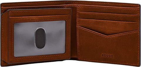 Fossil Leather Bifold Wallet with Flip ID Window