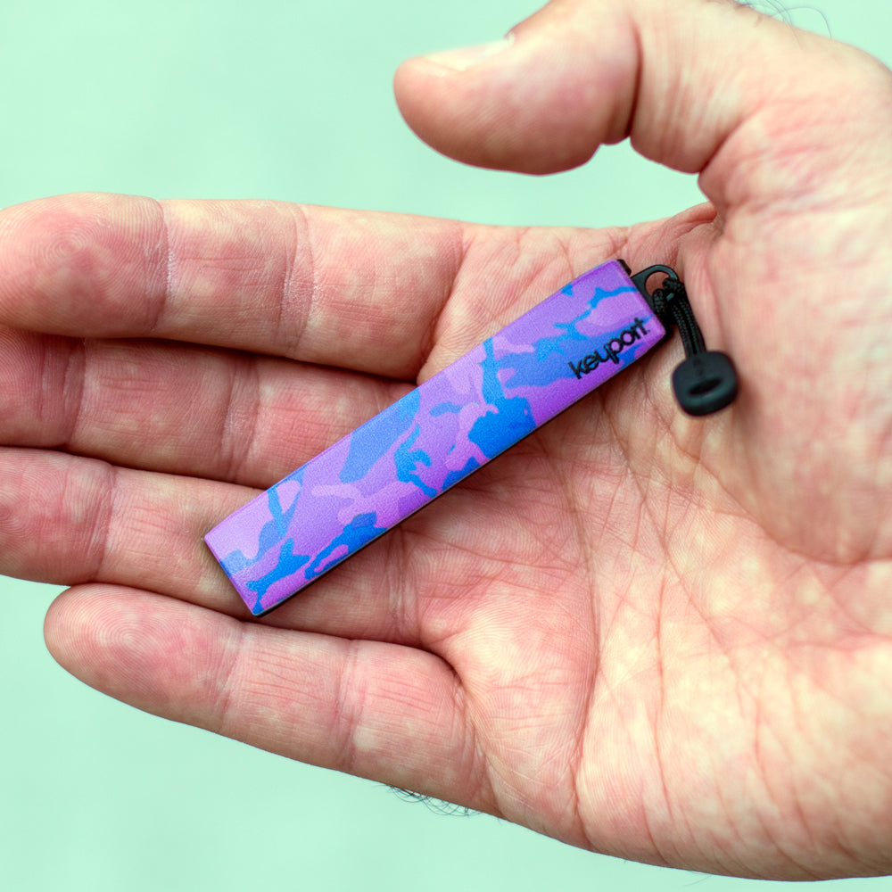 Keyport Faceplate with a stylish fashion camo pattern in hand