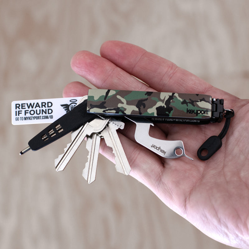 Keyport Faceplate with Woodland Camo pattern side angle