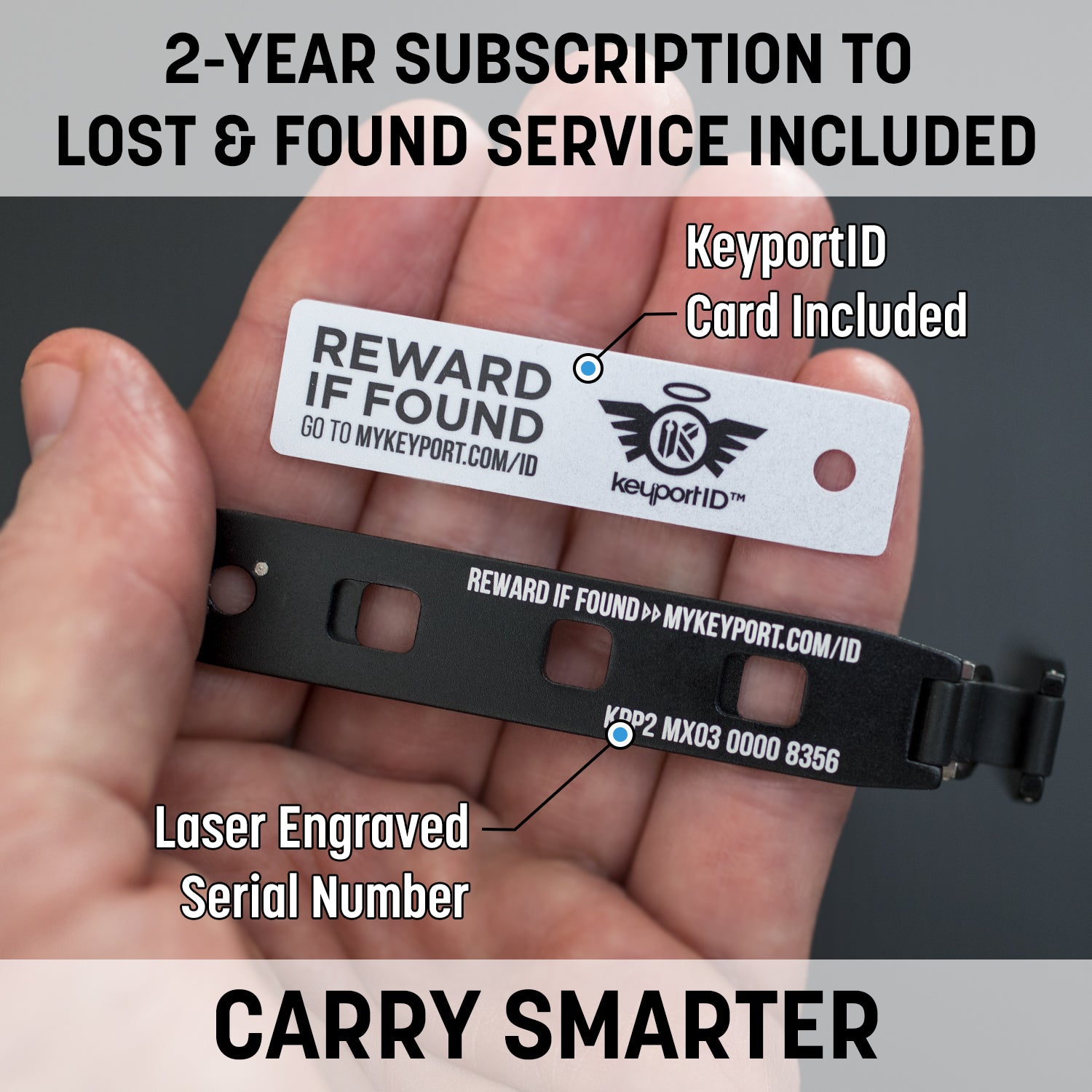 Every Keyport Pivot 2.0 key organizer comes with a FREE two-year subscription to our exclusive KeyportID lost & found service