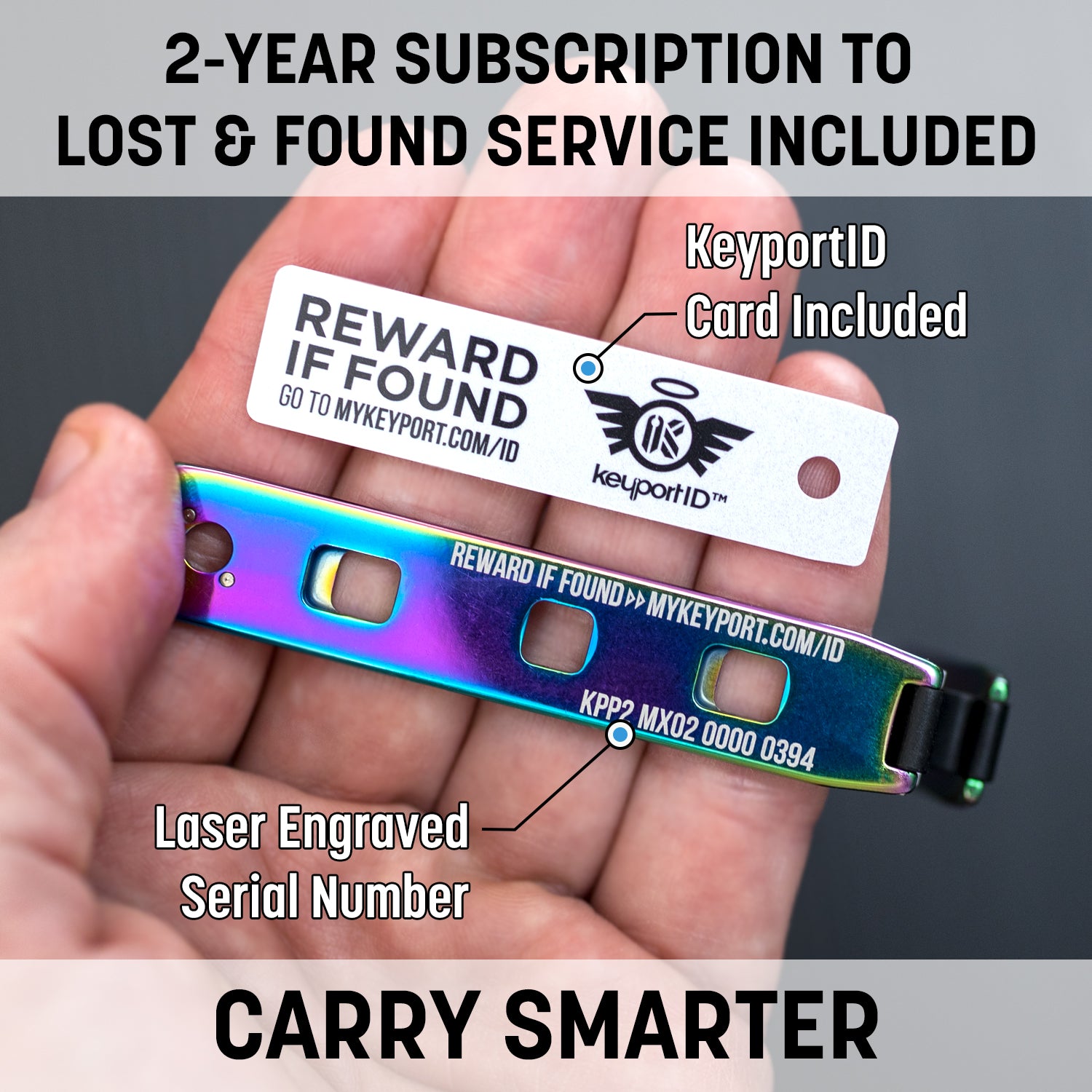 Every Keyport Pivot key organizer includes a free two-year subscription to KeyportID lost & found service