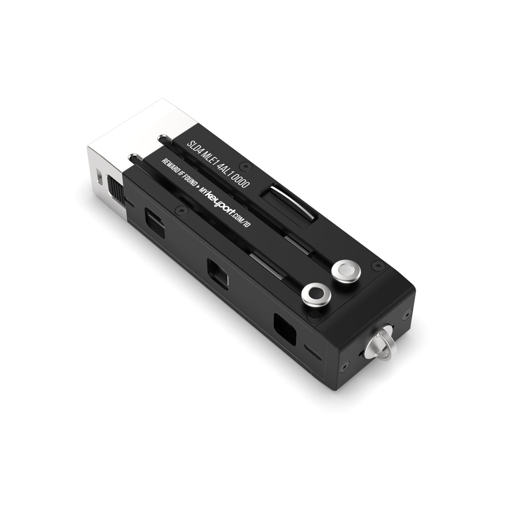 Rear view of the limited edition black aluminum Keyport Slide 4.0 LE1 with removable D-ring