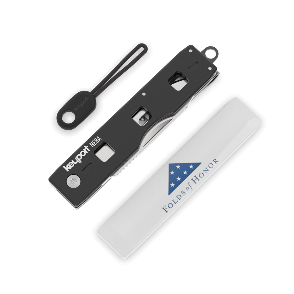 Folds of Honor x Keyport NEBA Knife Kit includes Module Pocket Clip, Black ParaPull & Folds of Honor Faceplate