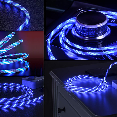 OuTrade Light-Up 60W/3A Fast Charging USB-C to USB-C Charging Cable (6 Ft)
