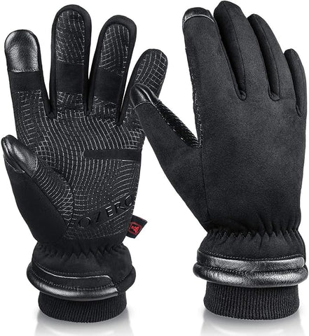 OZERO waterproof winter gloves for touchscreen with anti slip palm