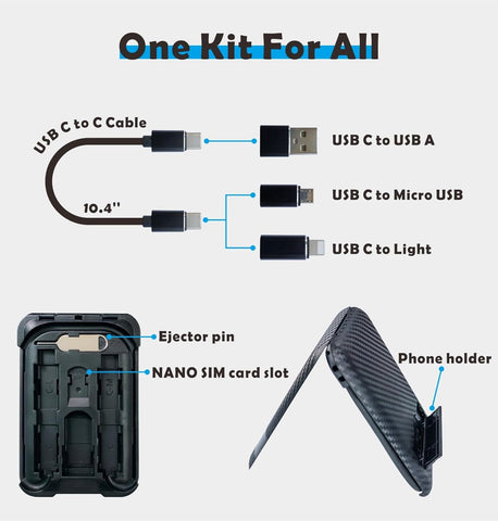 Yinow USB-C Charging Cable Kit with 3 Adapters (USB-A, USB-Micro, Lightning)